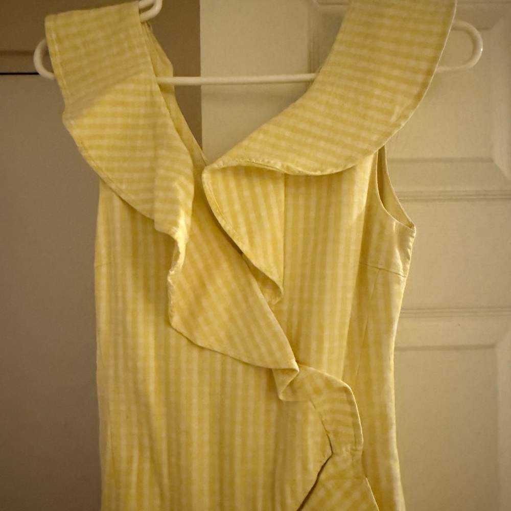 Jonathan Simkhai Yellow Ruffled Gingham Dress - Picture 3 of 5